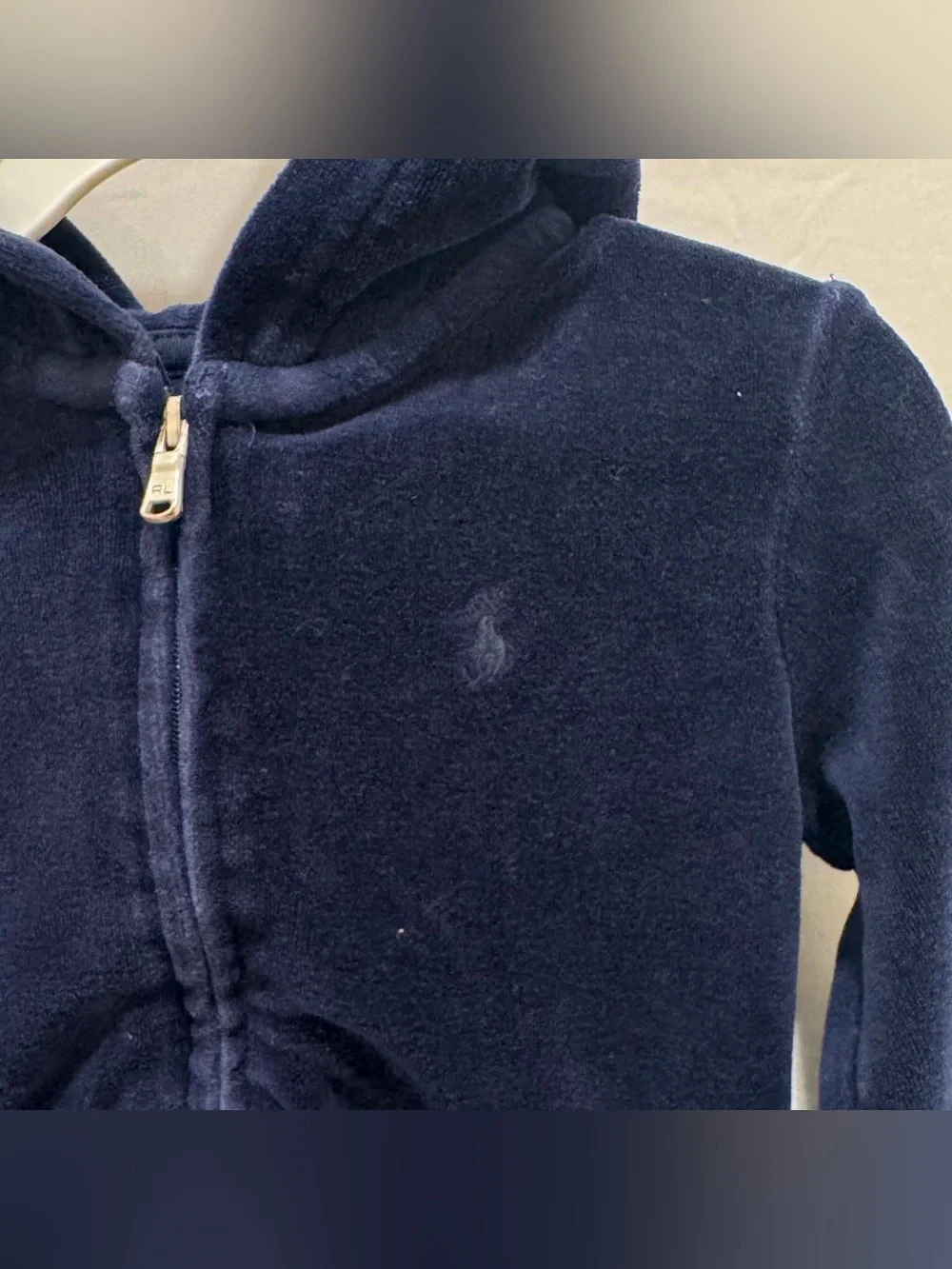 Ralph Lauren Kids Baby Navy Zip Velour Hoodie Size 24 months